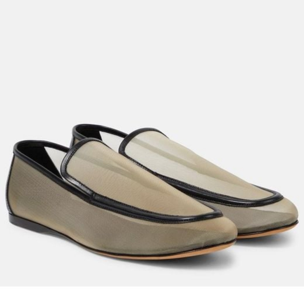 NWOB KHAITE Women's Alessia Leather Trimmed Mesh Loafers EU 39.5 US 9.5 Org$1080